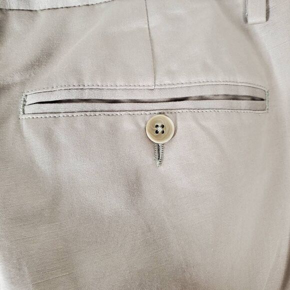 Calvin Klein Flat Front Straight Leg Slim Linen Blend Dress Pants Beige Sz 36x32 - Picture 12 of 13